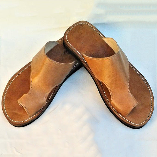 Men's toe ring slides with arch supports Summer slip on casual sandals