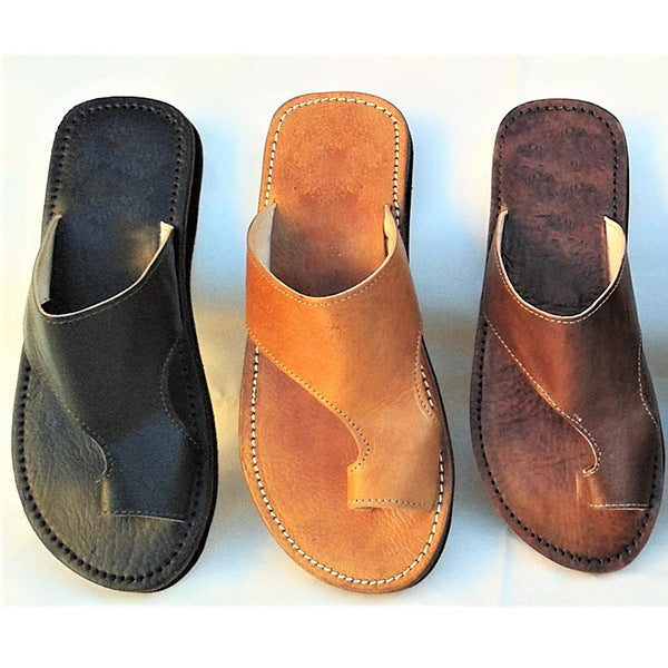 Men's toe ring slides with arch supports Summer slip on casual sandals