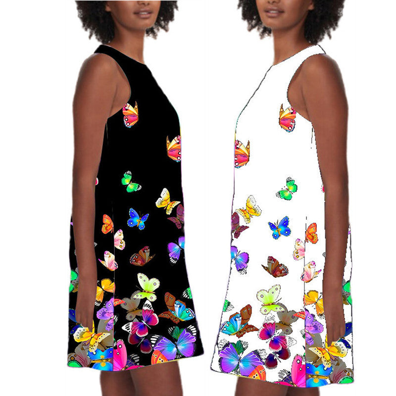 Women Summer Butterfly Sleeveless Dress