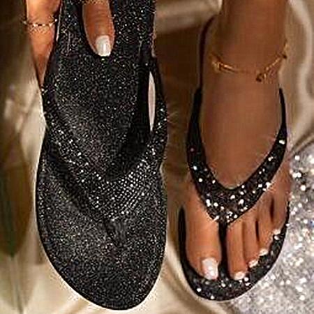 Women's rhinestone glitter flip flop sandals for beach