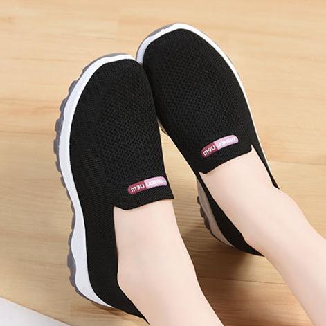 Women's fly knit summer breathable flat slip on sneakers