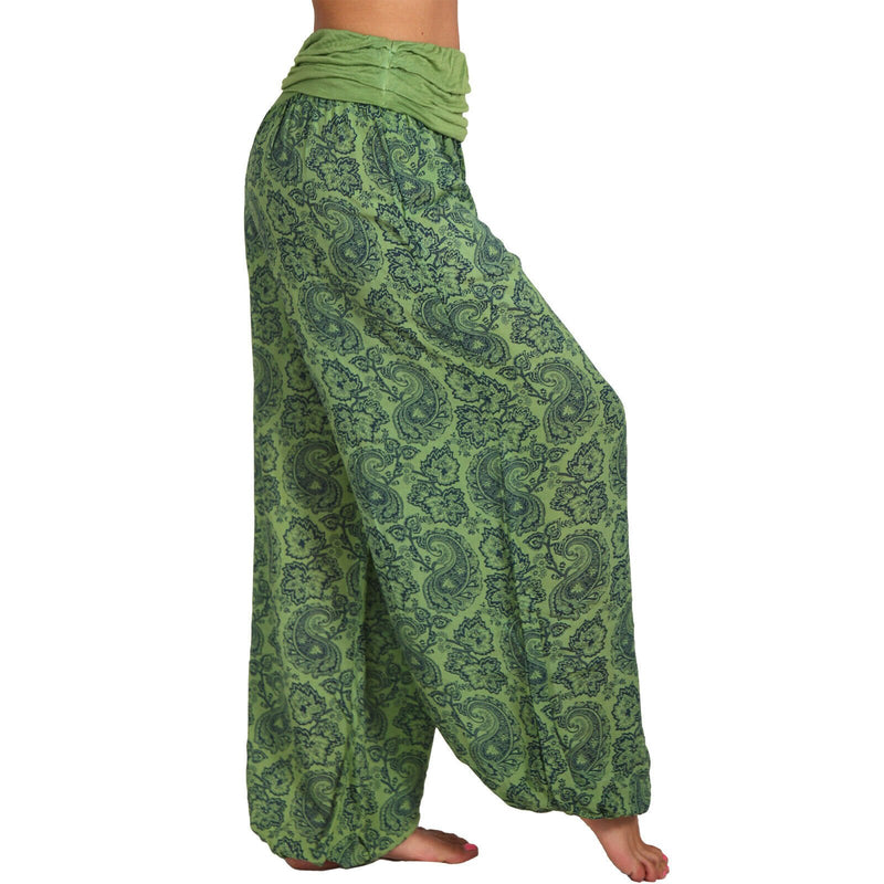 Women's boho ethnic wide leg floral print baggy pants yoga harem pants