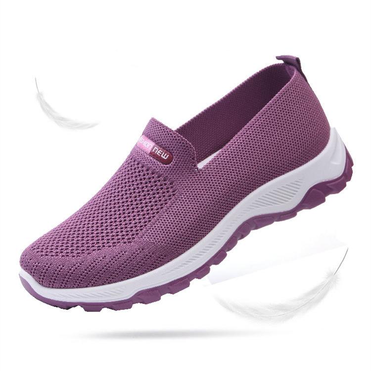 Women's fly knit summer breathable flat slip on sneakers