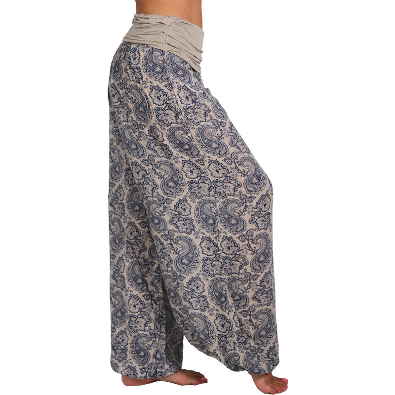 Women's boho ethnic wide leg floral print baggy pants yoga harem pants