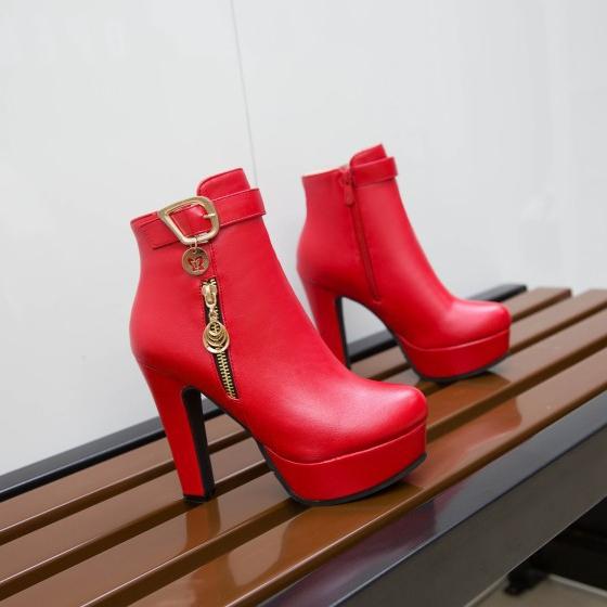 Women fall winter chunky platform ankle booties | Fashion dress boots