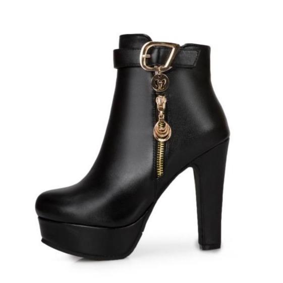 Women fall winter chunky platform ankle booties | Fashion dress boots