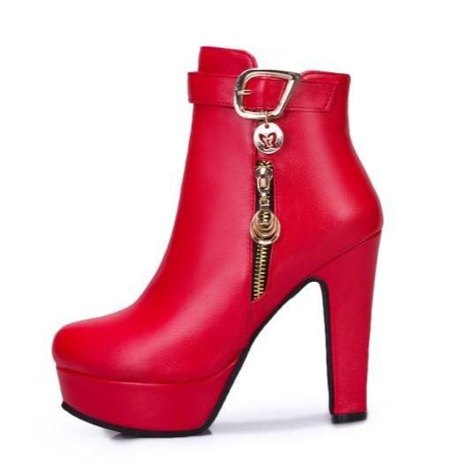 Women fall winter chunky platform ankle booties | Fashion dress boots