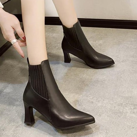 Women's heeled pointed toe chealsea boots elegant ankle boots