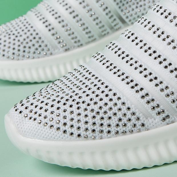Women's glitter rhinestone slip on sneakers lightweight breathable running shoes