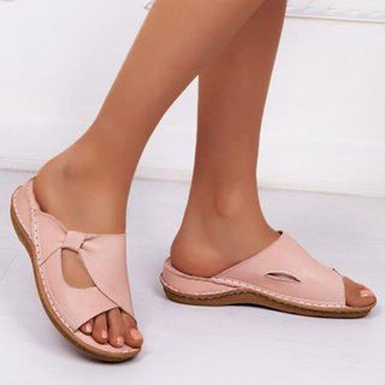 Women's wide slide sandals low wedge comfy outdoor slippers