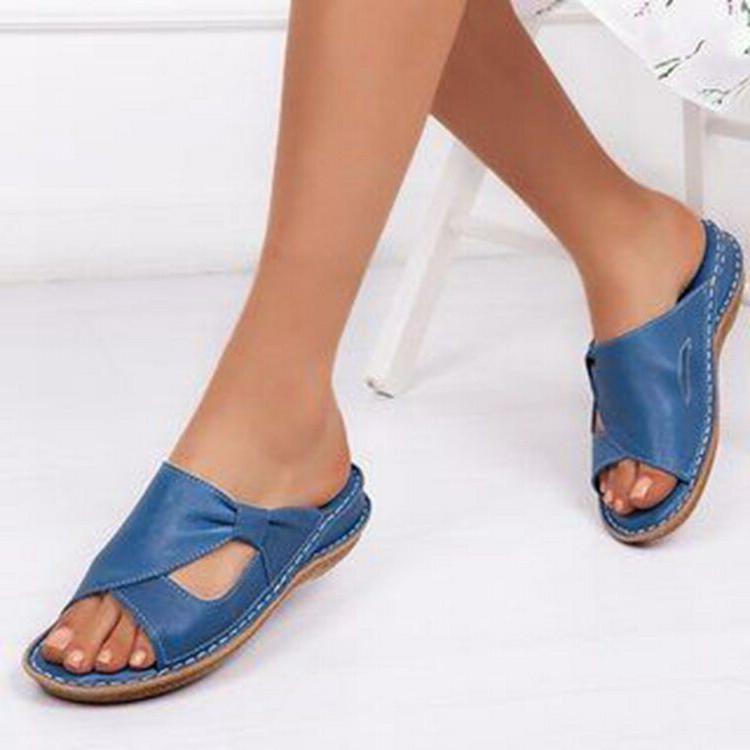 Women's wide slide sandals low wedge comfy outdoor slippers