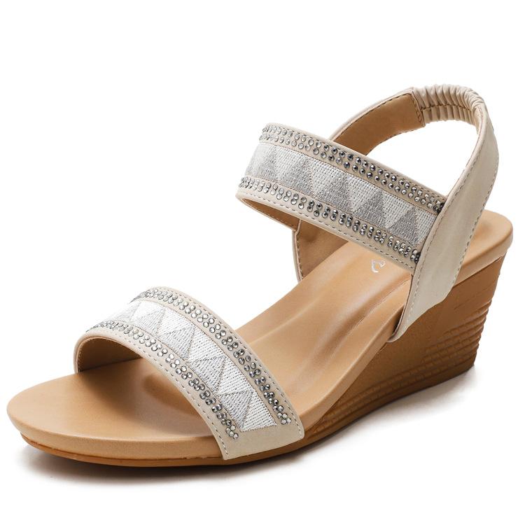 Women's peep toe wedge sandals boho summer fashion sandals
