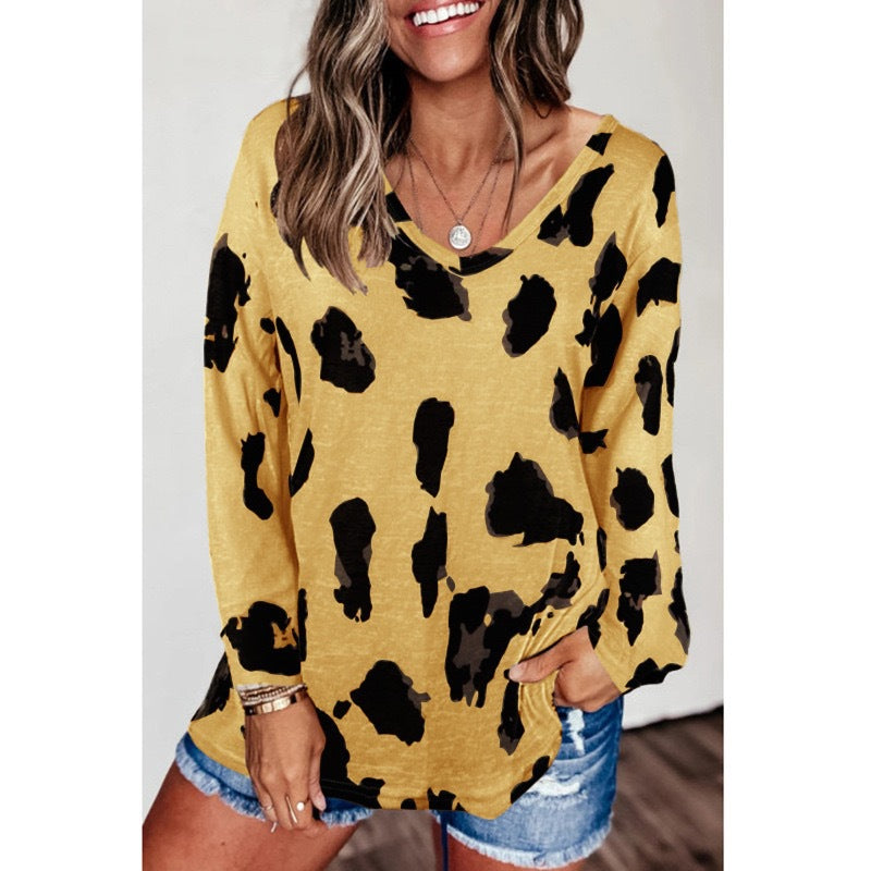 Women Casual Long Sleeve Pullover Leopard Print Top