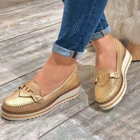 Women's thick platform wedge loafers flats