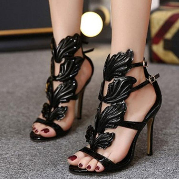 Women's wings decor sexy stiletto high heel peep toe sandals