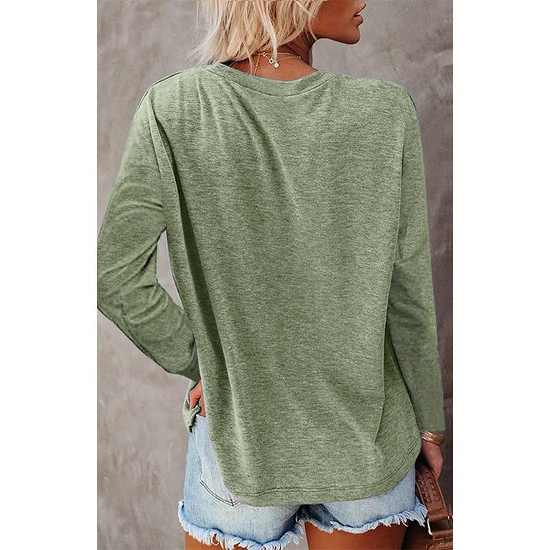 Women solid crewneck long sleeves tops | Loose fit pullover tops for fall/winter