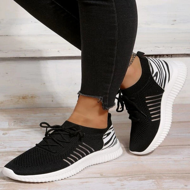 Women's summer flyknit sport running shoes | breathable lace-up sneakers tennis shoes