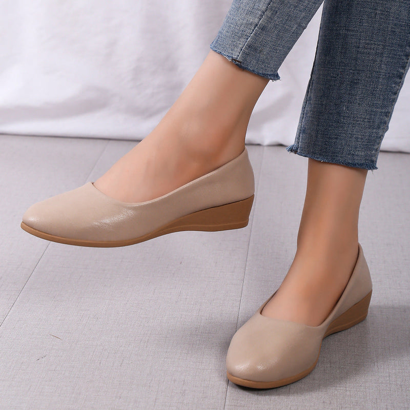 Women's soft comfy wedge flats summer slip on wedge shoes