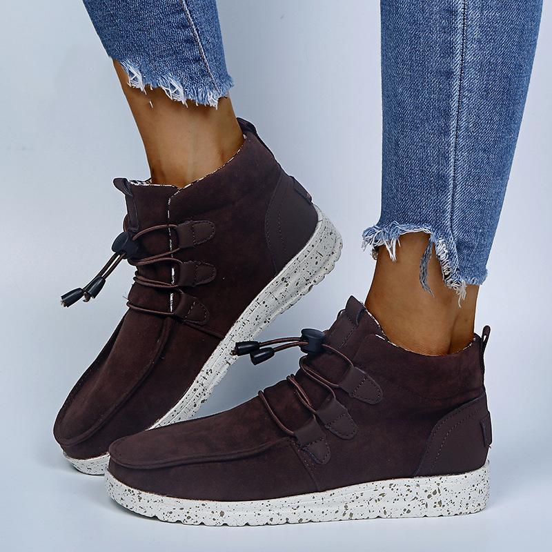 Women elasitc band slip on low heel sneakers booties