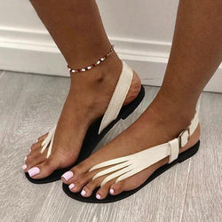 Women clip toe flat buckle strap beach sandals