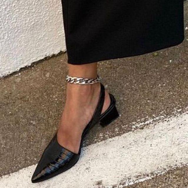 Women's pointed toe closed toe slingback block heels