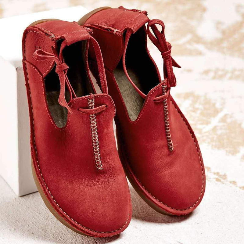Women's vintage closed toe side lace-up loafers shoes