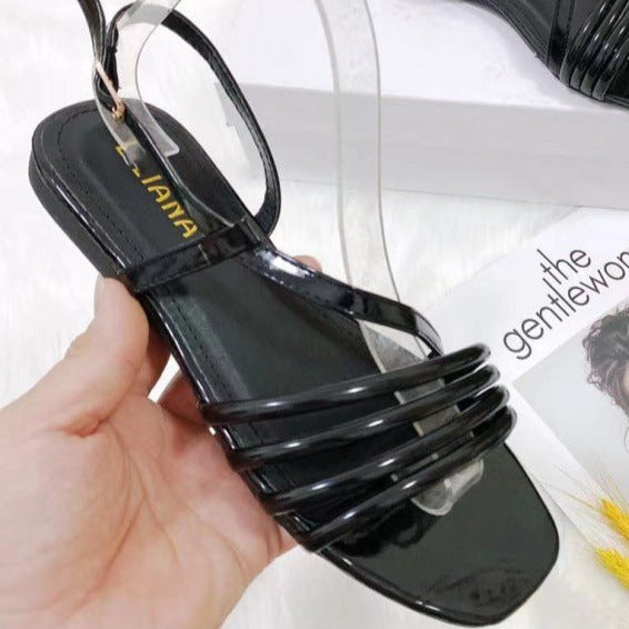 Women's flat peep toe gladiator sandals | Low heel strappy sandals