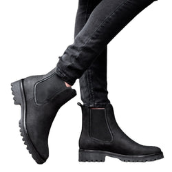 Women's slip on chelsea boots | Round toe flat martin boots