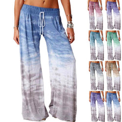 Women's tie dye wide leg yoga pants drawstring elastic waist sweatpants