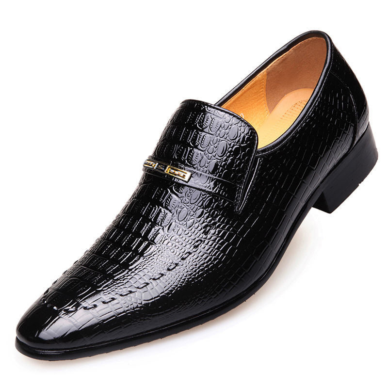 Men's crocodile texture workwear shoes casual slip on loafers shoes