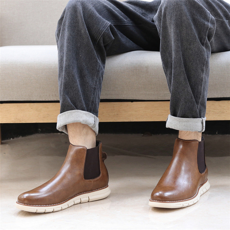 Men's brown chelsea boots Slip on casual ankle boots