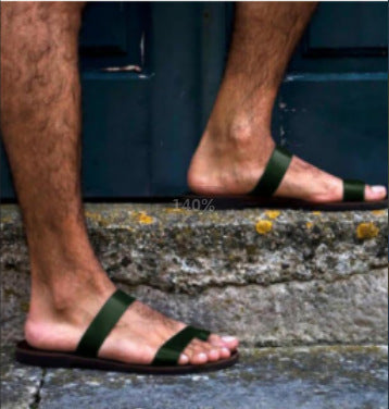 Men's toe ring 2 traps slides summer slip on sandals beach shoes