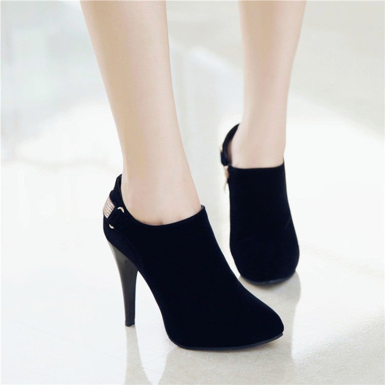 Faux suede high heels booties | Women's cute ankle boots