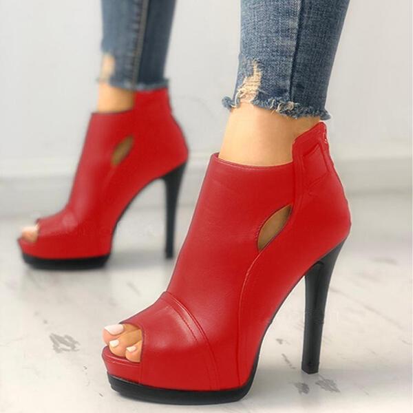 Women's peep toe platform stiletto high heels summer booties