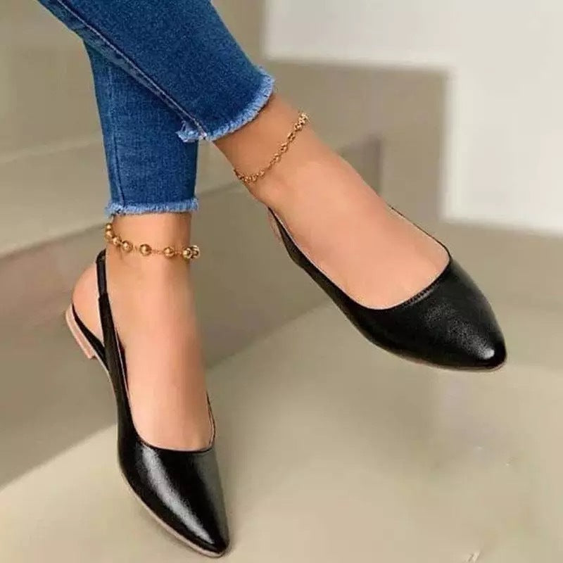 Women's flat closed pointed toe pumps | Slip on slingback flats shoes