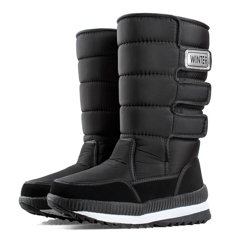 Men's warm plush lined mid calf snow boots | Cotton warm winter boots