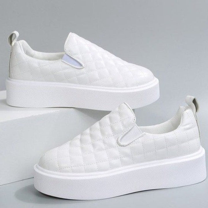 Women's quilted platform sneakers | Slip on round toe shoes for summer
