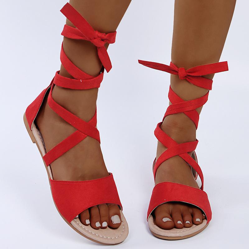 Women's boho flat peep toe gladiator sandals beach sandals