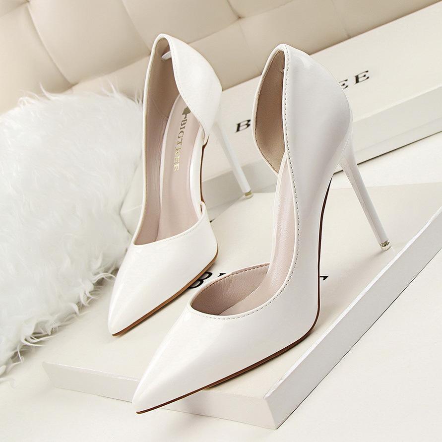 Women's solid high heels pointed closed toe stilettos