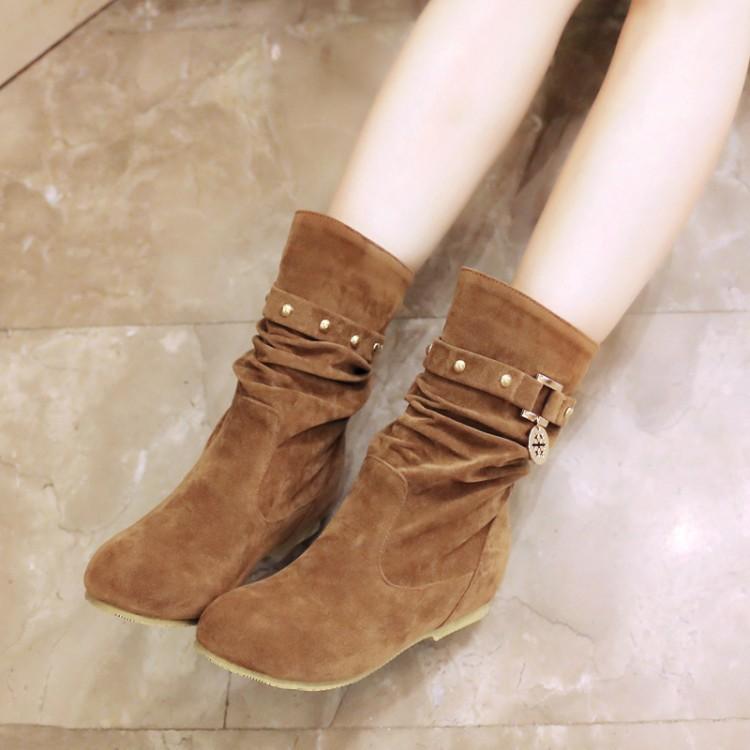 Women's faux suede mid calf slouch boots for fall winter