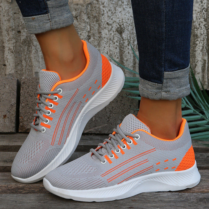 Women's flyknit lace-up running shoes summer lightweight tennis shoes