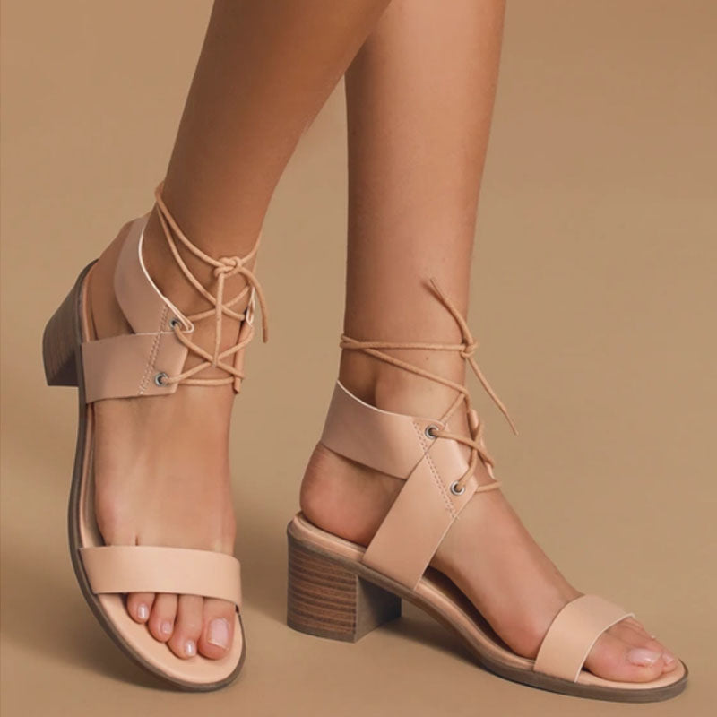 Women Summer New Fashion Chunky Lace Up Sandals