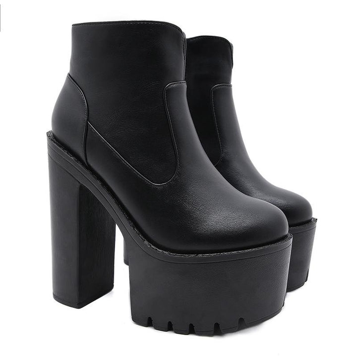 Women's high heeled thick platform booties nightclub party high heels ankle boots