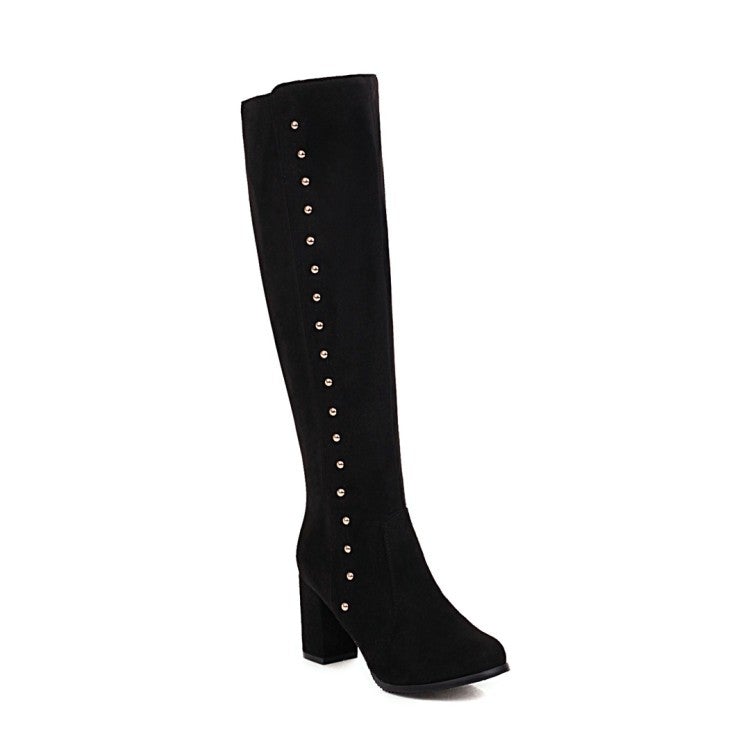 Women's faux suede chunky high heel knee high boots | England style knight boots