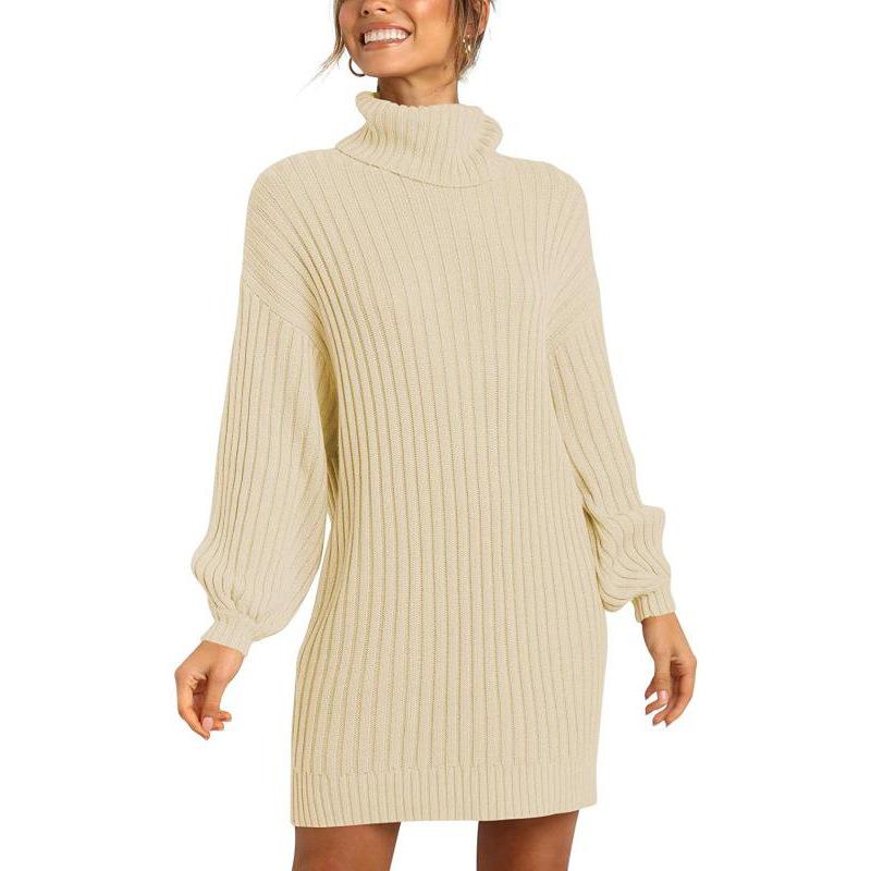 10 colors women winter knit turtleneck pullover long sleeves sweater dress