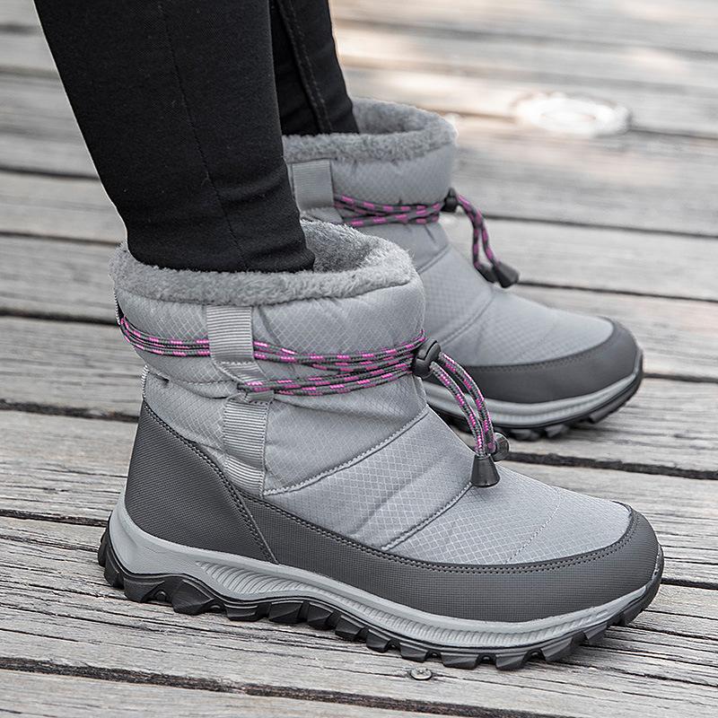 Women's thick warm lining waterproof anti-slip slip on snow boots