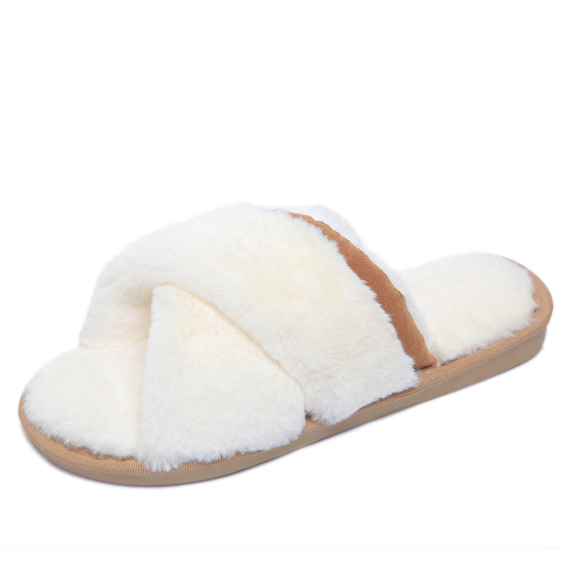 Women's furry criss cross slippers for fall/winter