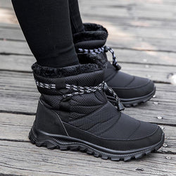 Women's thick warm lining waterproof anti-slip slip on snow boots