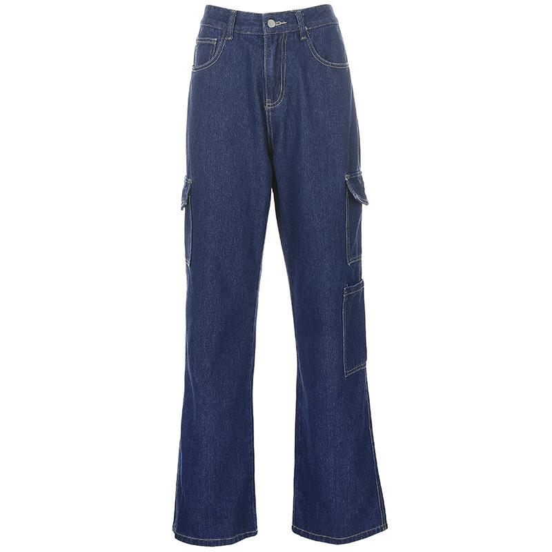 Women's mid rise cargo jeans with pockets