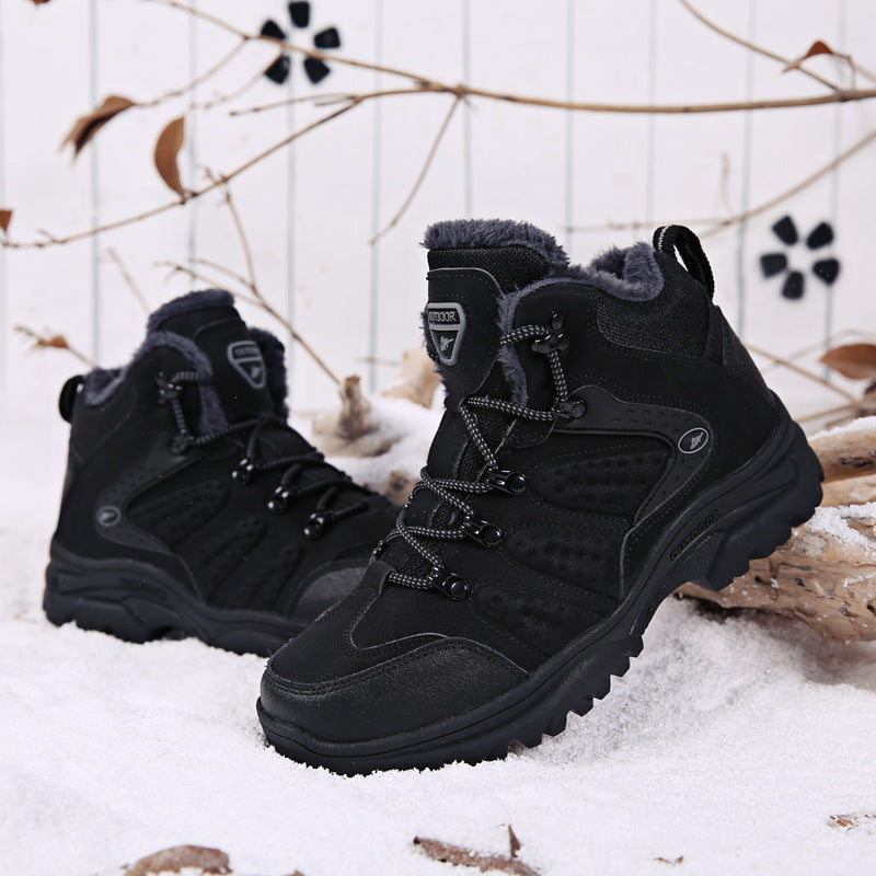 Men's lace-up snow boots fuax fur lined warm booties winter sneakers boots